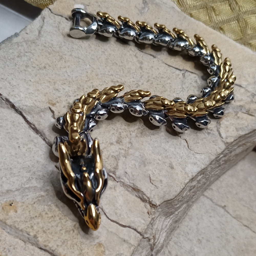 Cool Gold and Silver Dragon Bracelet